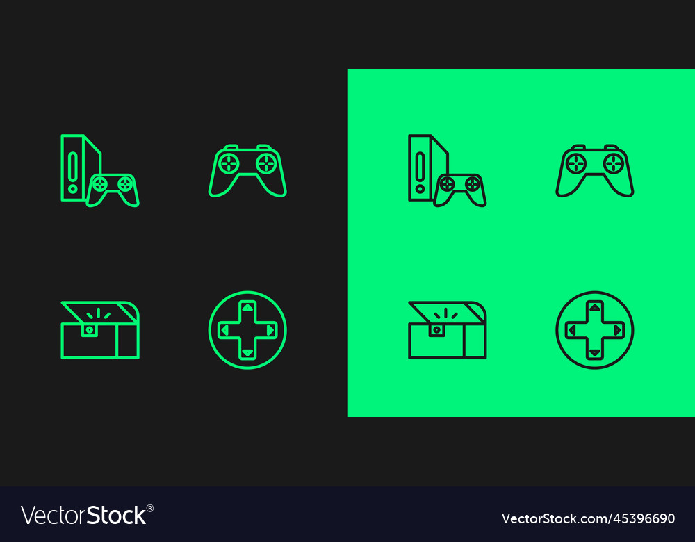 Set line game controller or joystick chest vector image Set line game controller or joystick chest