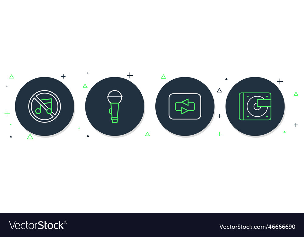 Set line microphone repeat button speaker mute vector image Set line microphone repeat button speaker mute