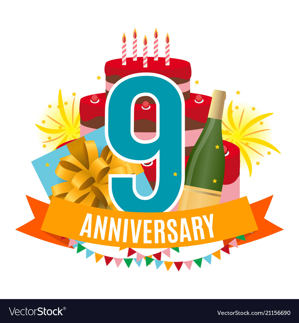 Template 9 Years Anniversary Congratulations Vector Image