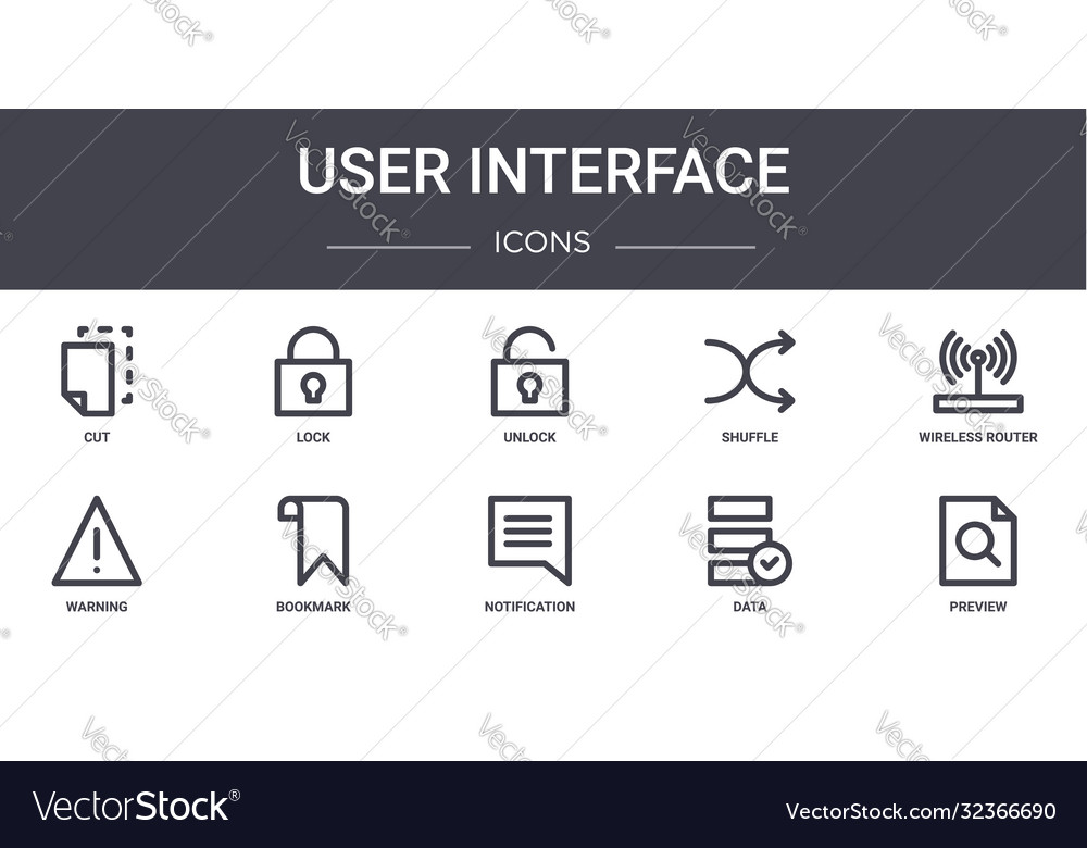 User interface concept line icons set contains Vector Image User interface concept line icons set contains