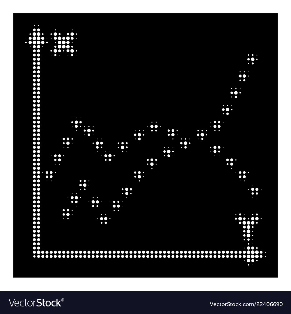 White halftone dotted functions plot icon vector image White halftone dotted functions plot icon
