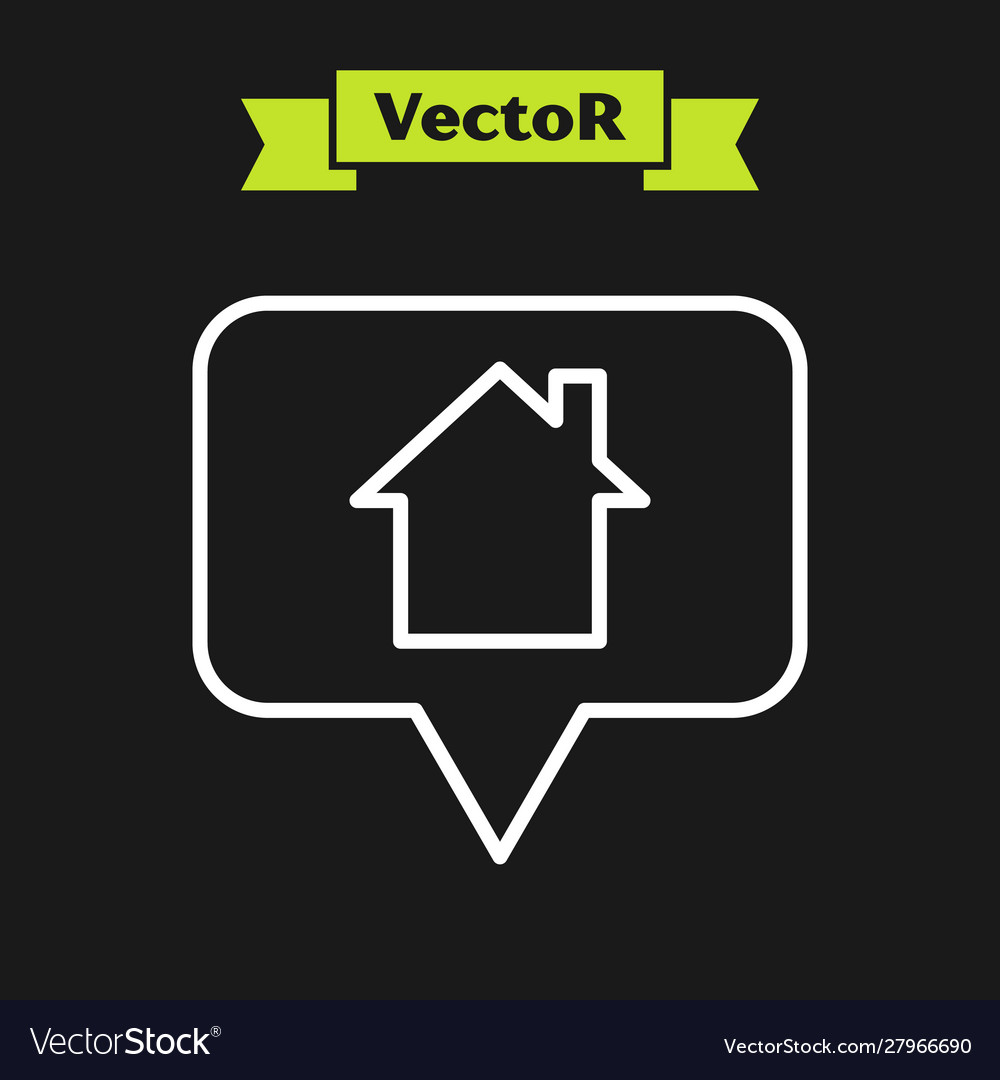 Weiße Linie Kartenzeiger mit Haus Ikone isoliert vector image Weiße Linie Kartenzeiger mit Haus Ikone isoliert