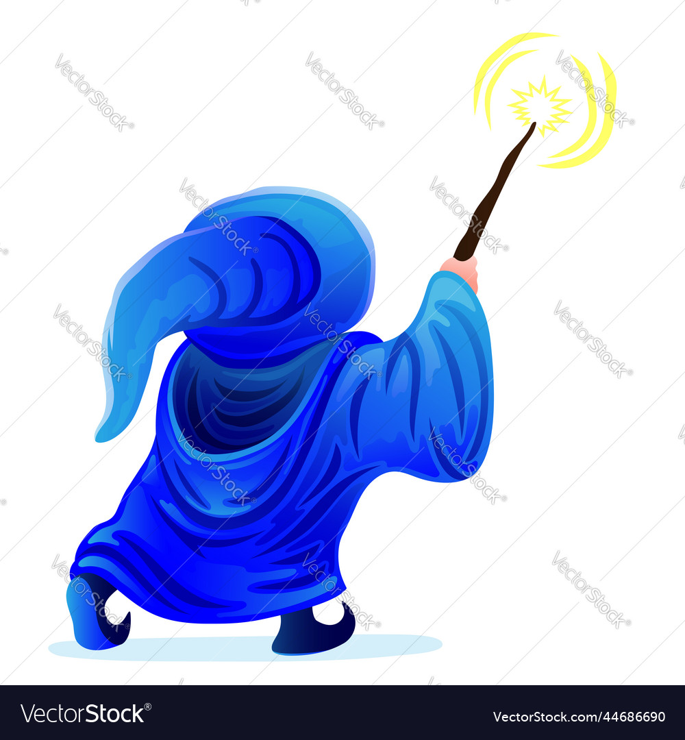 Wizard icon with magic wand Royalty Free Vector Image