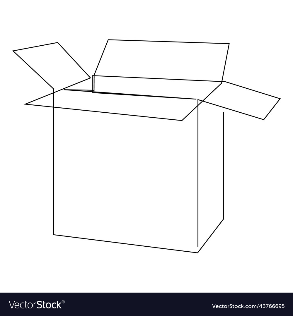 A cardboard box drawing by one continuous line Vector Image