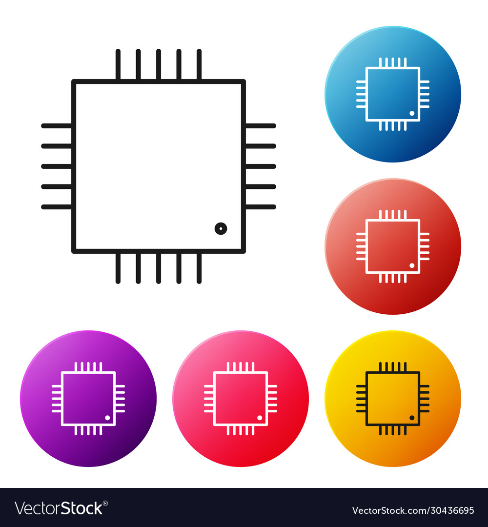 Black Line Computerprozessor mit Mikroschaltungen vector image Black Line Computerprozessor mit Mikroschaltungen
