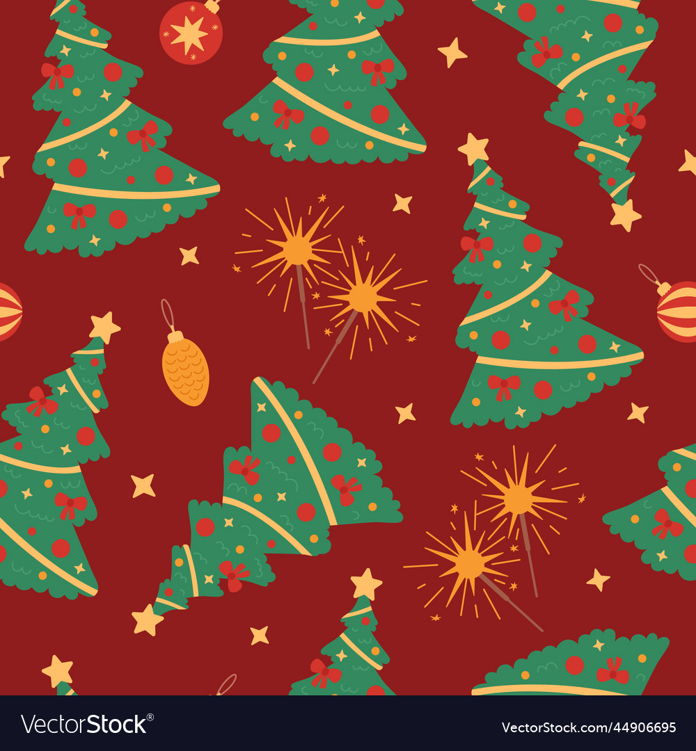 Christmas seamless pattern with tree