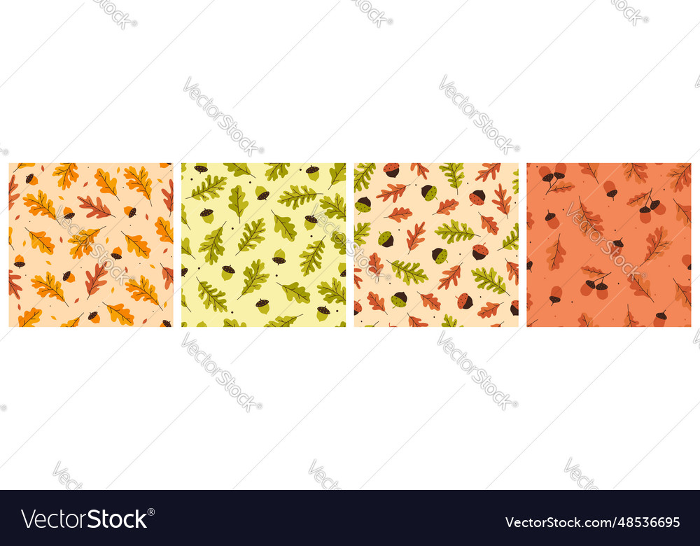 Collection of autumn seamless patterns vector image Collection of autumn seamless patterns