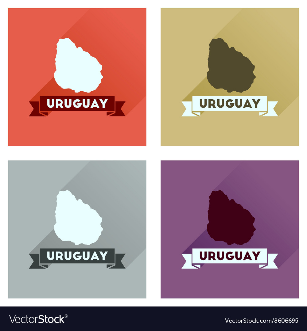 Concept of flat icons with long shadow map