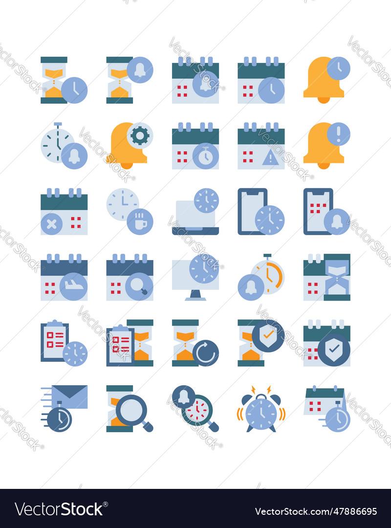 Date and time flat web icon pack