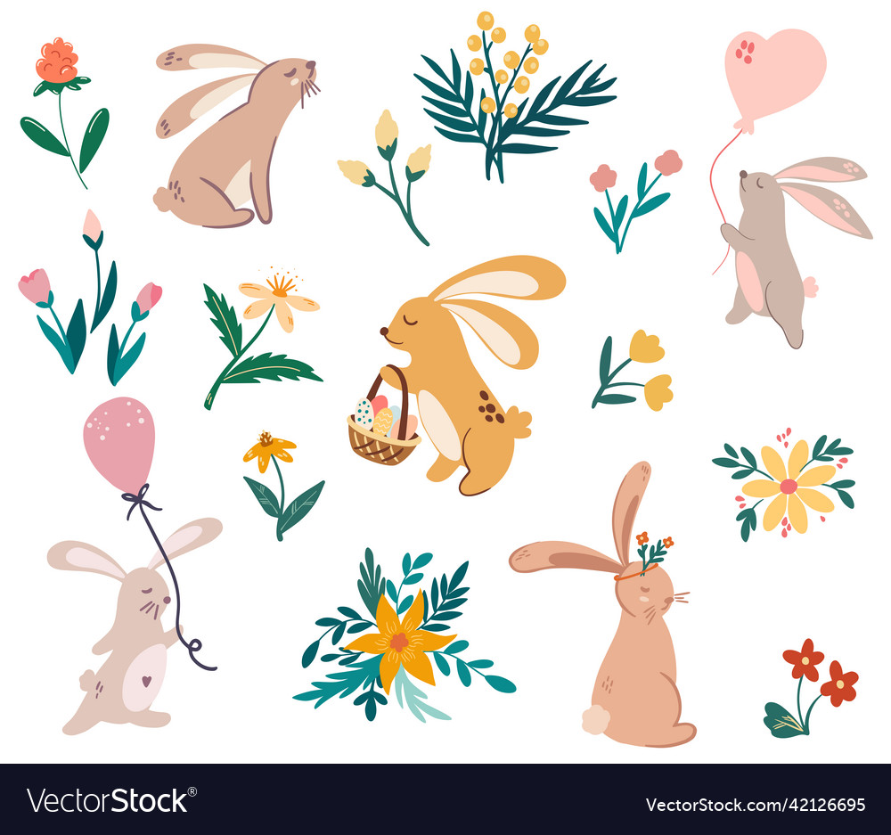 Easter Rabbits & Floral Blooms