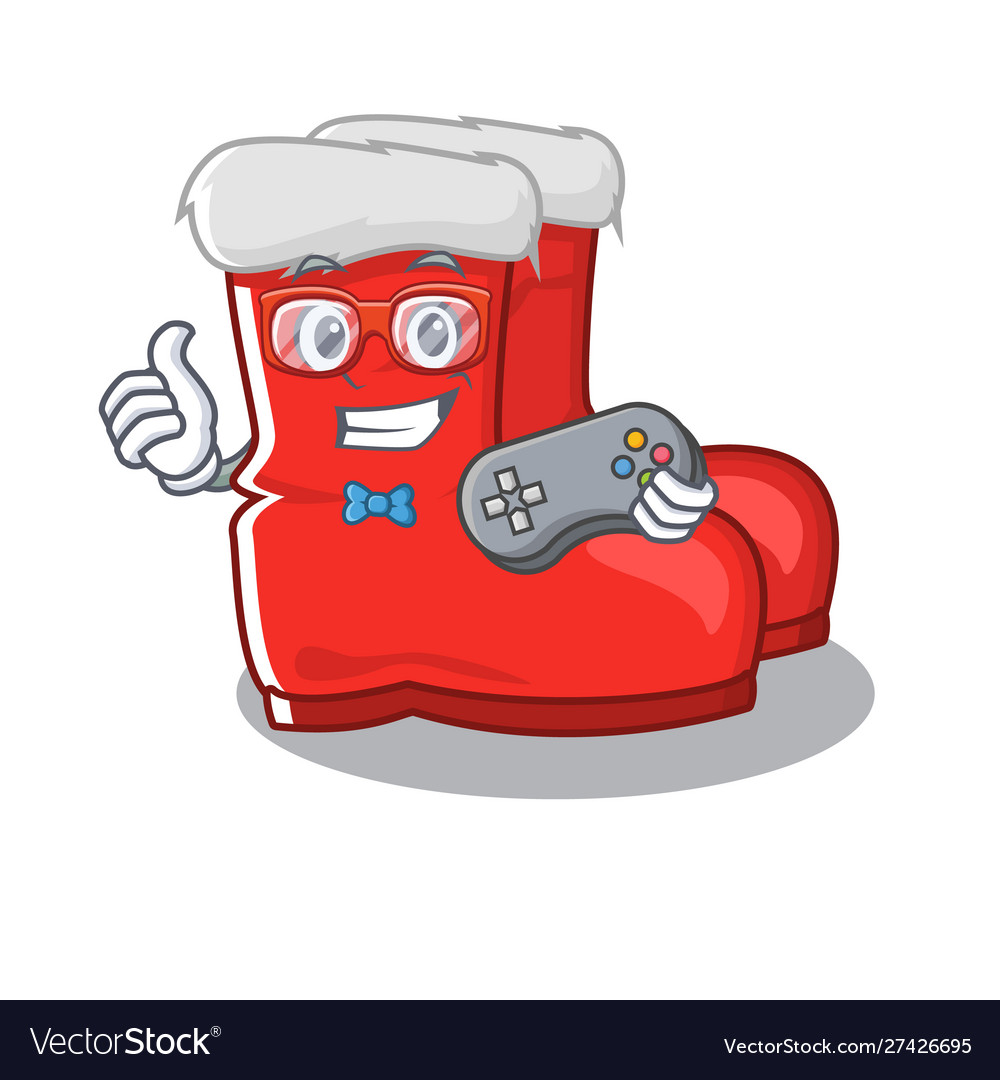 Gamer santa boots mascot isolated character