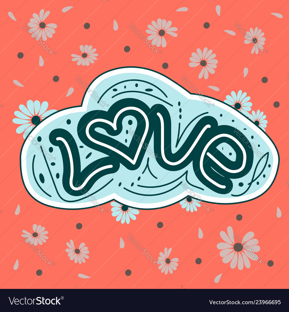 Love drawn letters with trendy pastel colors