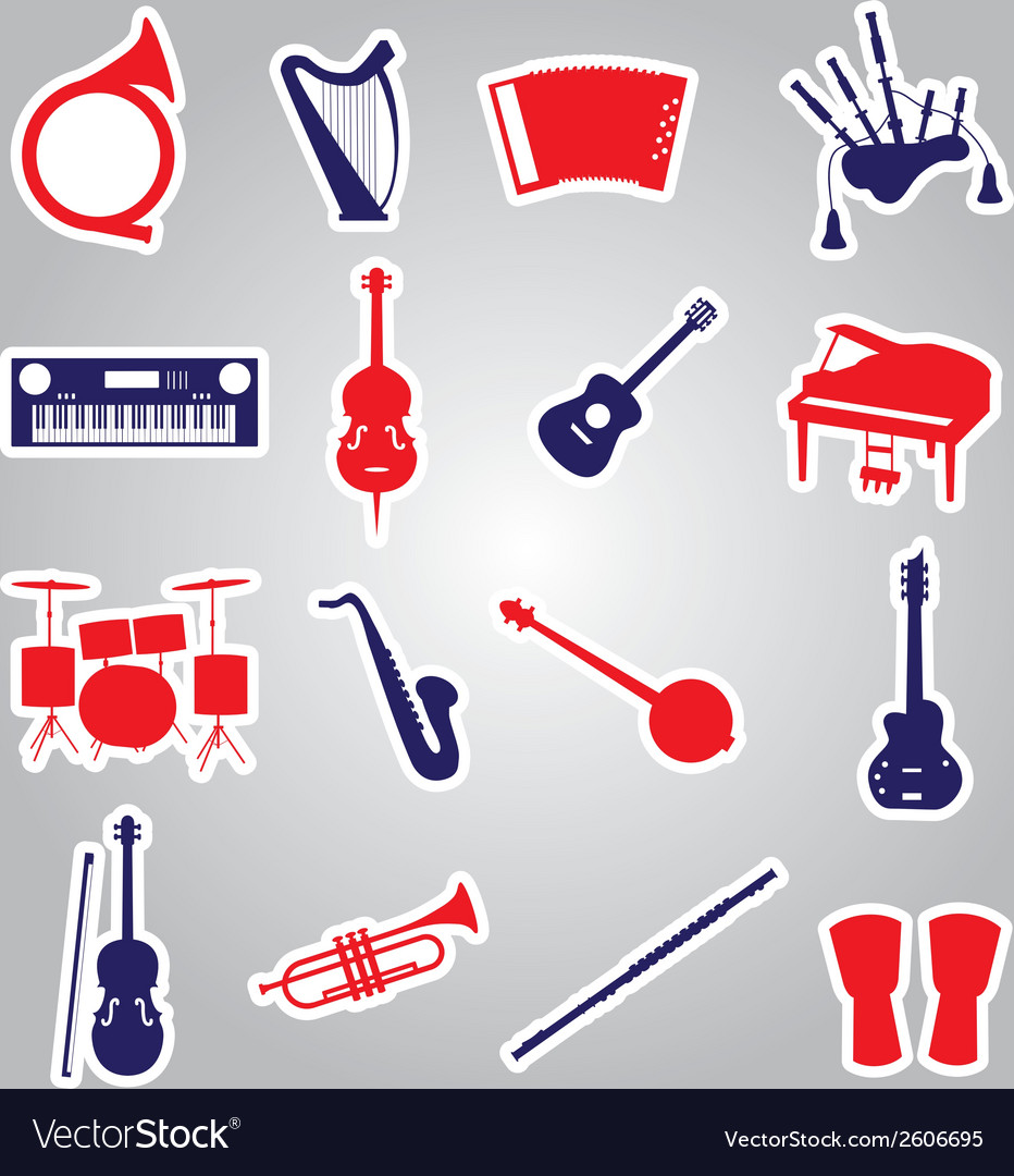 Musical instruments stickers eps10