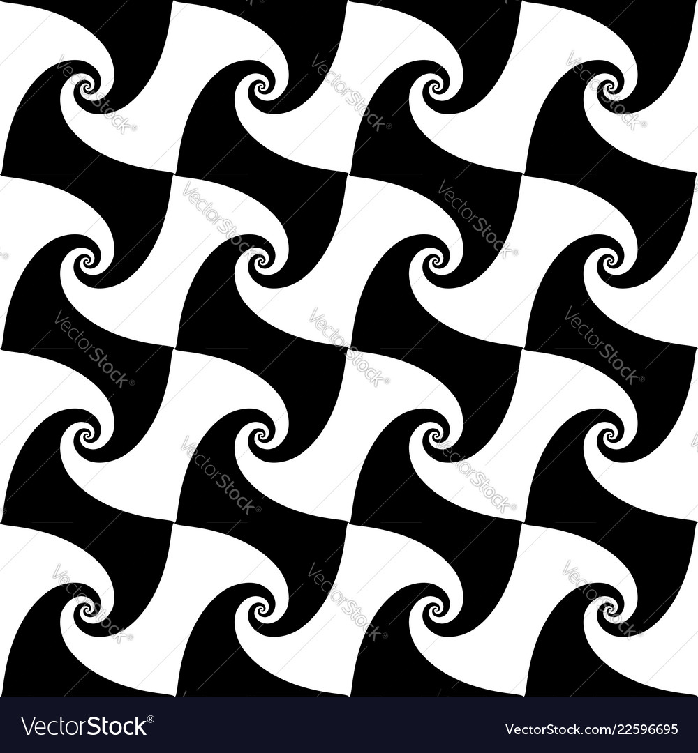 Seamless pattern with spirally checkered shapes vector image Seamless pattern with spirally checkered shapes
