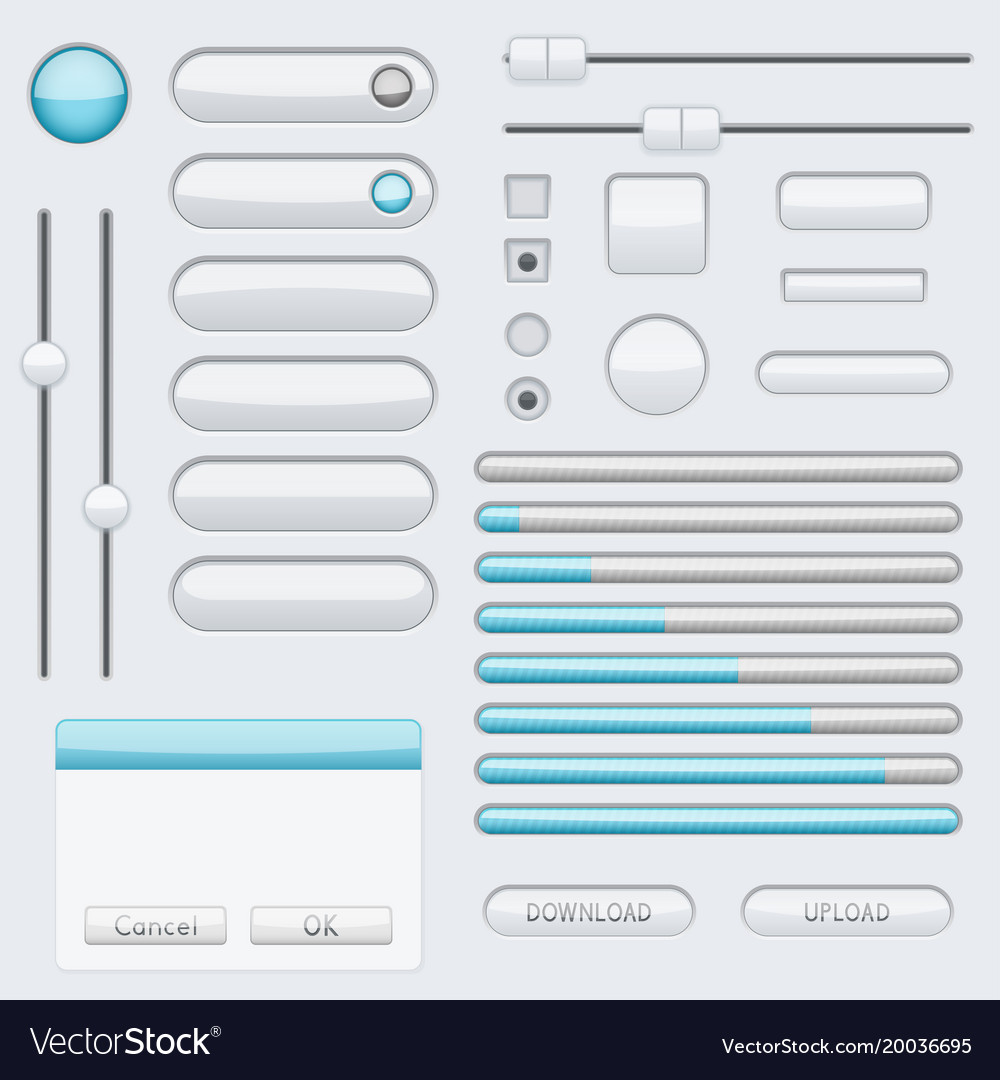 White blank buttons with blue tags web interface