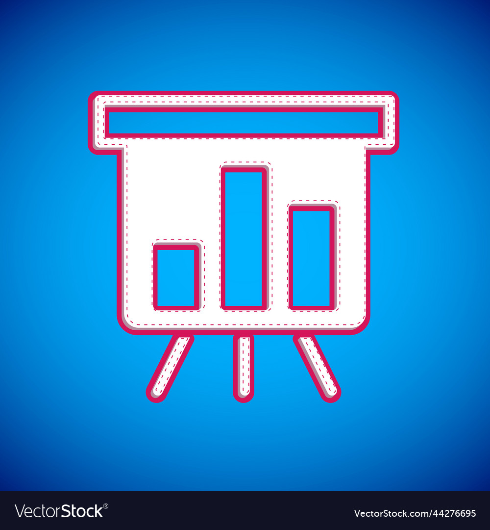 White board with graph chart icon isolated on blue vector image White board with graph chart icon isolated on blue