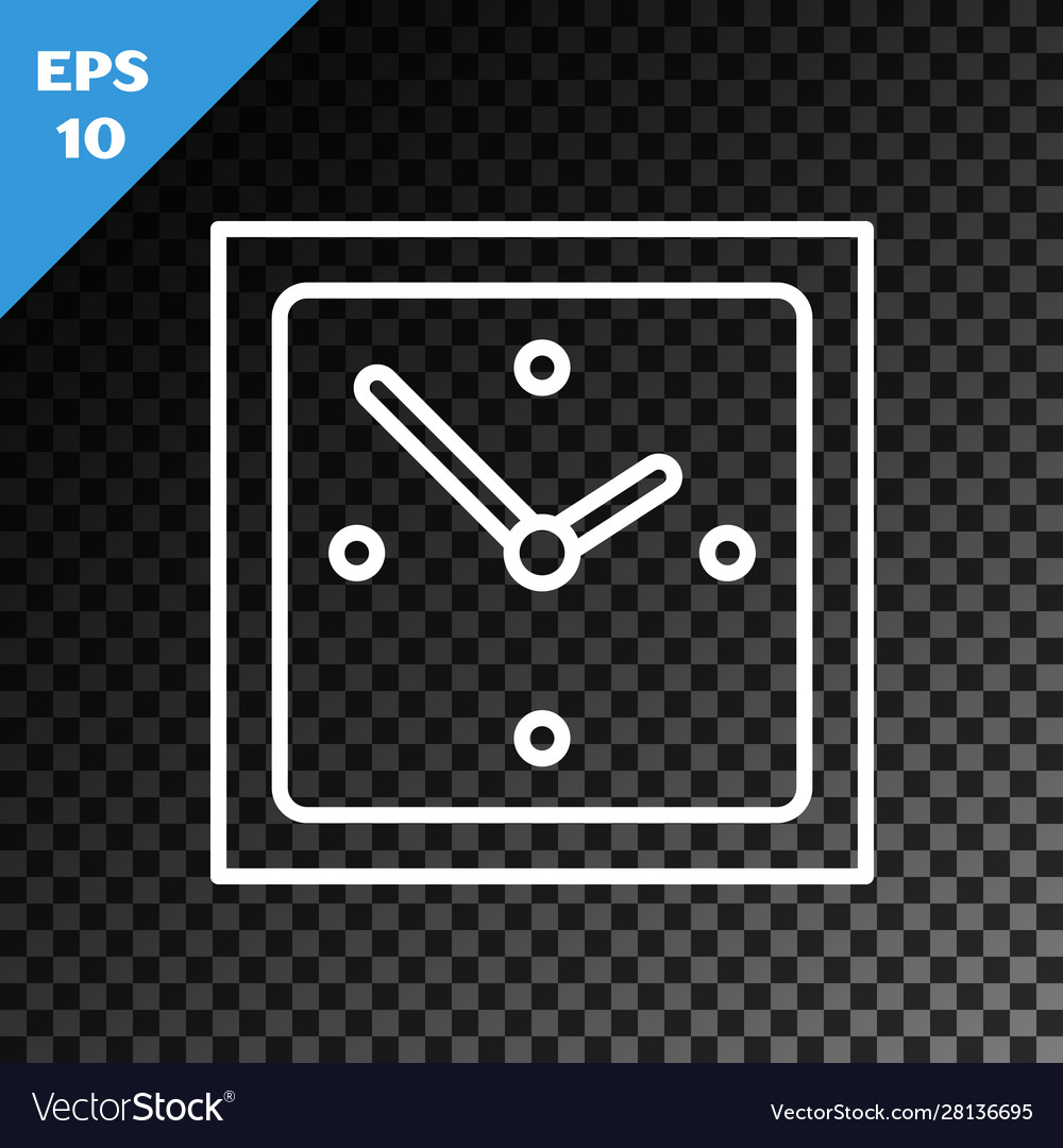 White line clock icon isolated on transparent