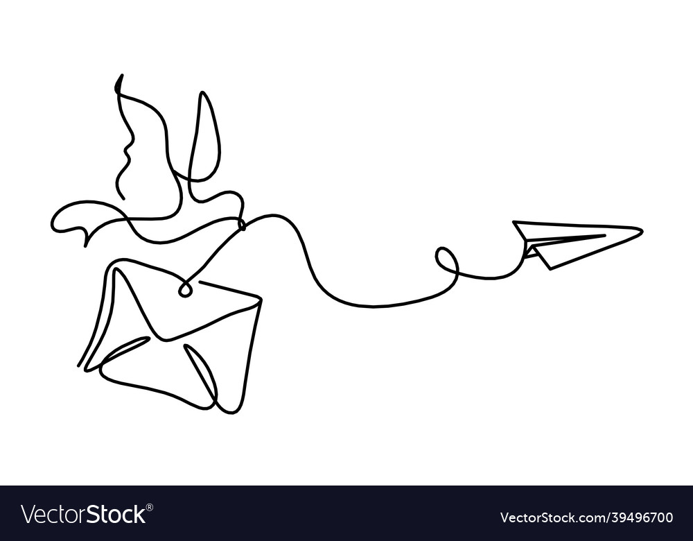 Abstract paper envelope with bird and plane