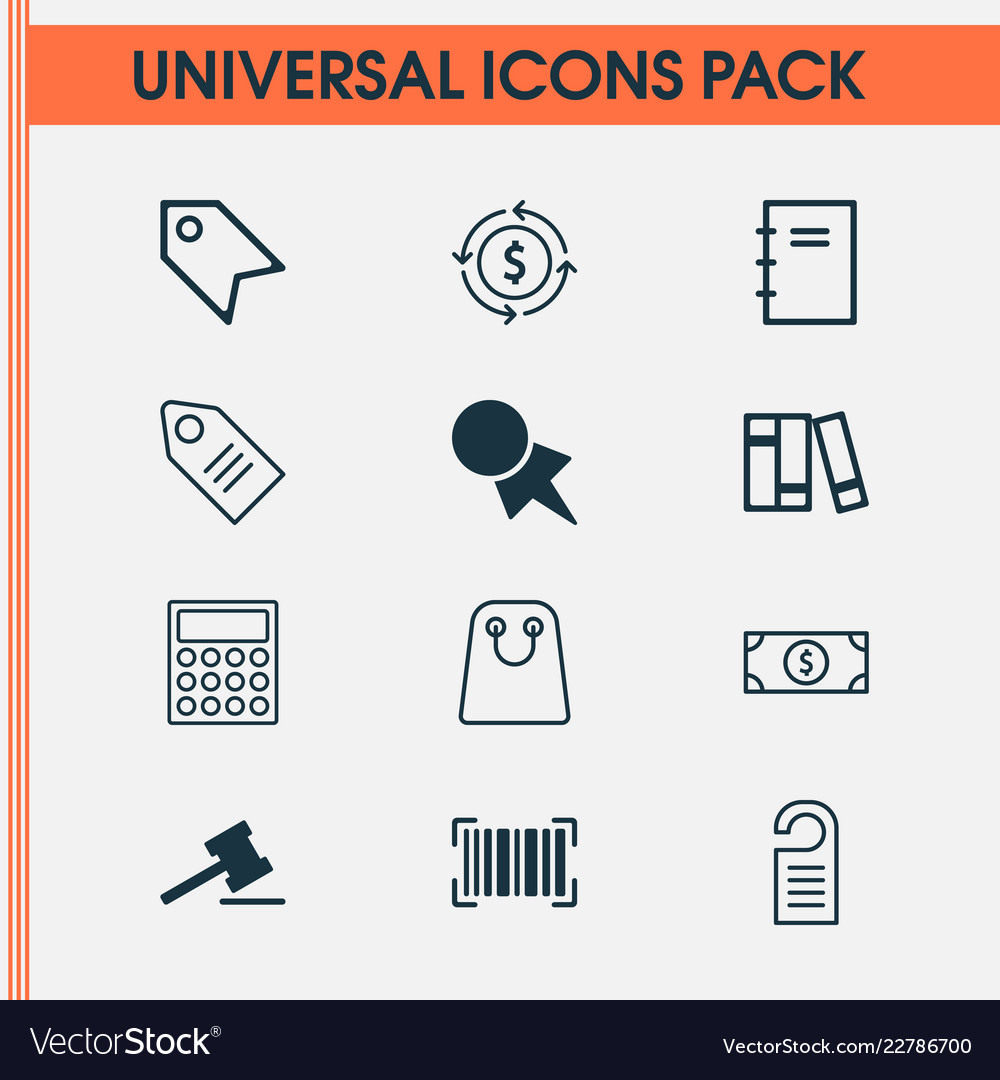 Commerce icons set with paper tag microcomputer vector image Commerce icons set with paper tag microcomputer