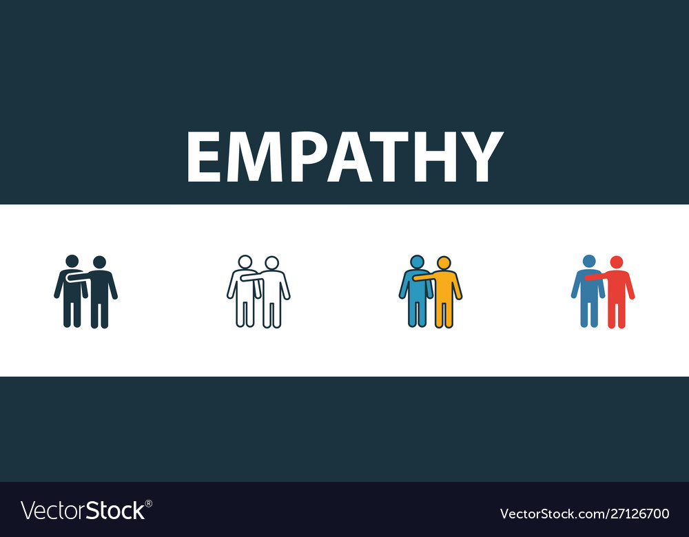 Empathy icon set four simple symbols in different vector image Empathy icon set four simple symbols in different