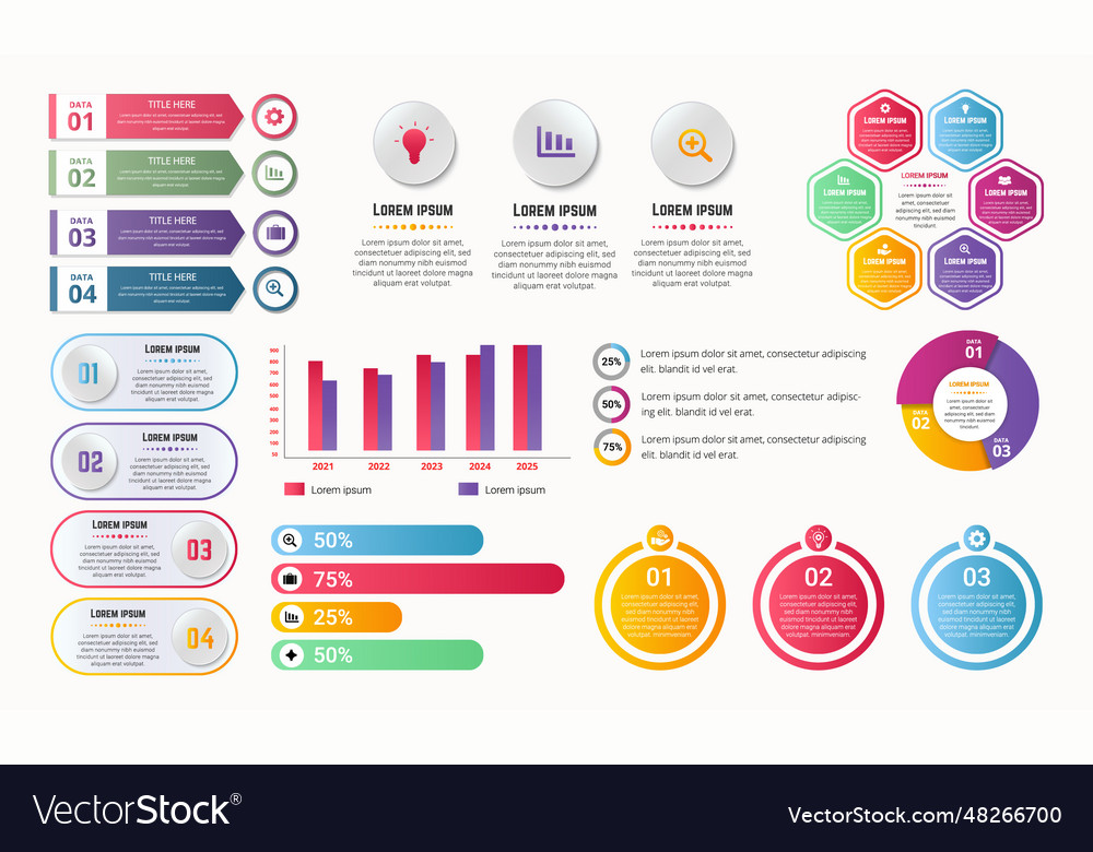 Gradient infographic element collection vector image Gradient infographic element collection