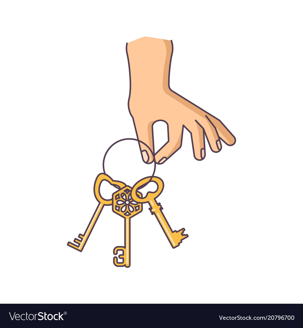 Hand is holding the keys Royalty Free Vector Image