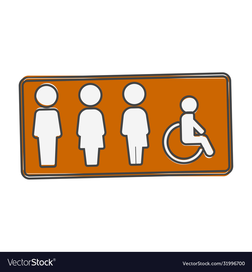 Icon plate gender neutral toilet cartoon style