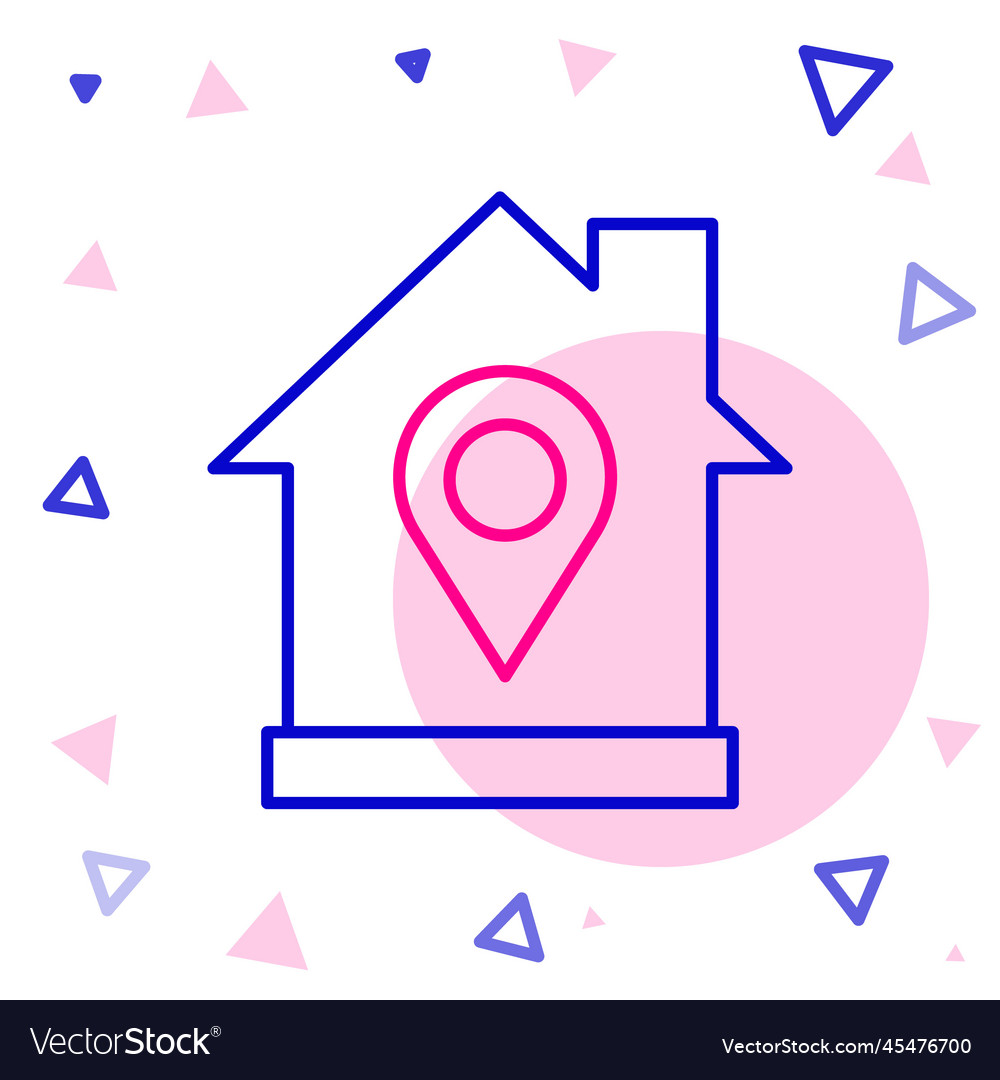 Line map pointer with house icon isolated vector image Line map pointer with house icon isolated