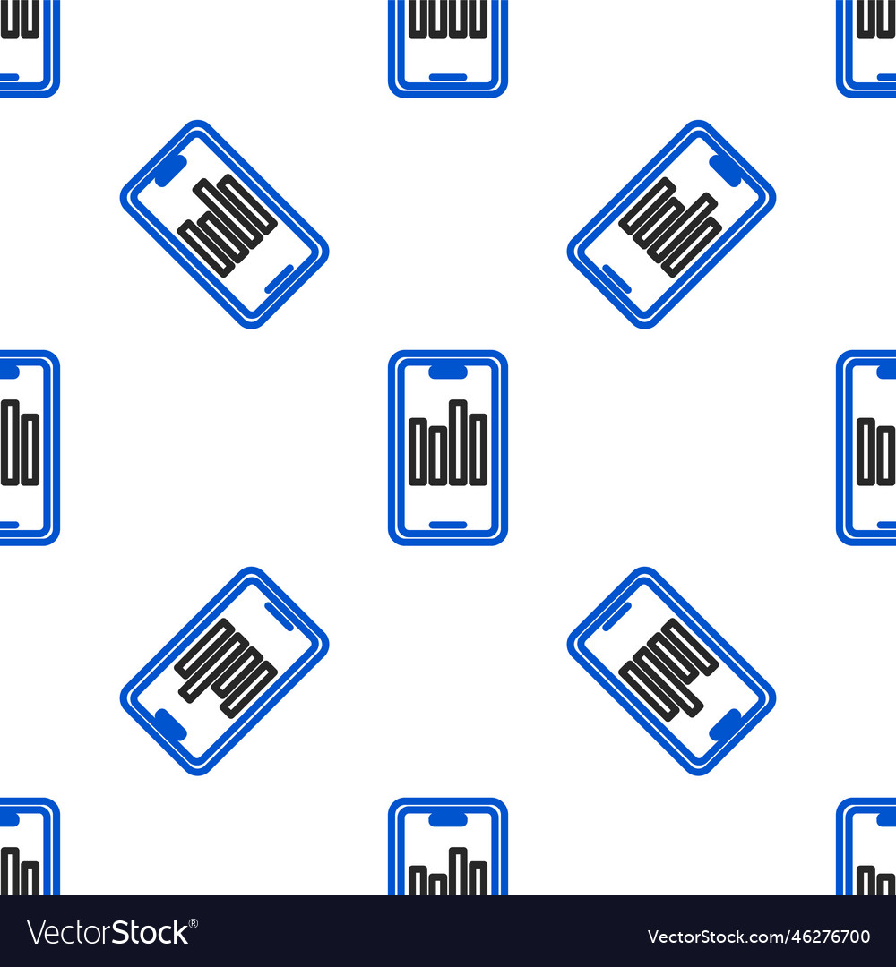 Line mobile phone with graph chart icon isolated