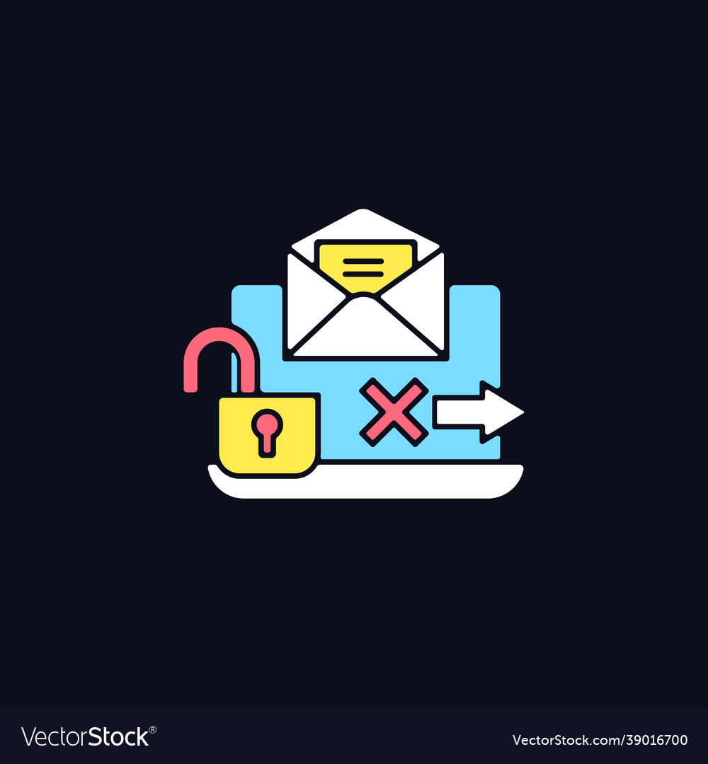 No transmission via email rgb color icon for dark