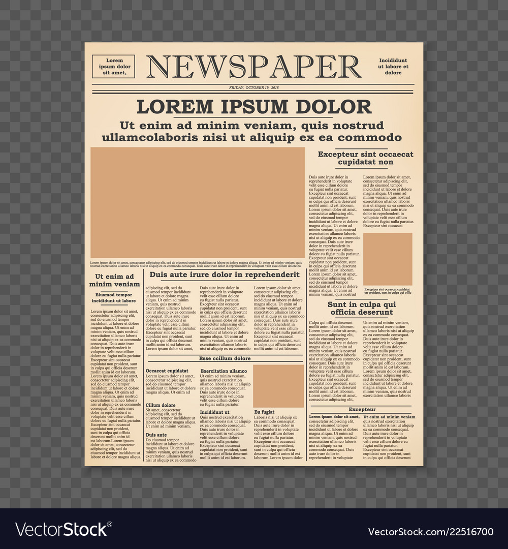 Old Newspaper Front Page Royalty Free Vector Image