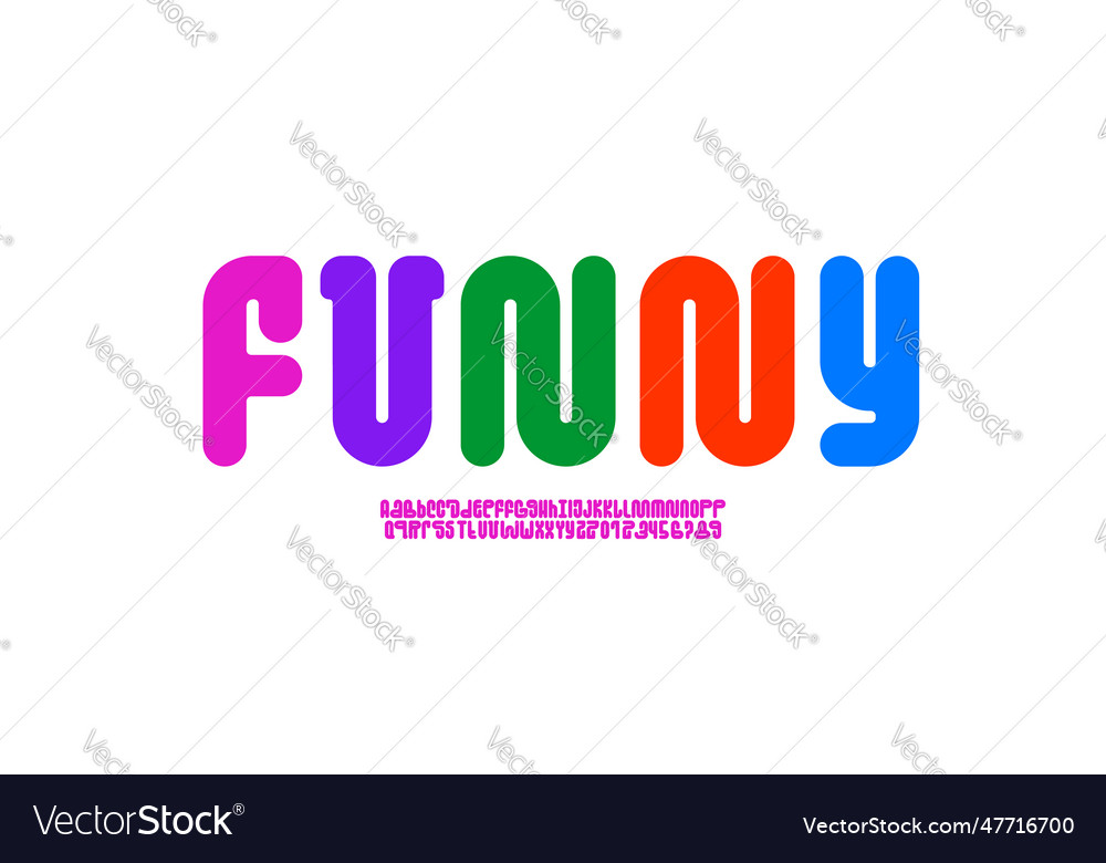 Playful alphabet abstract multi-colored fun font Vector Image