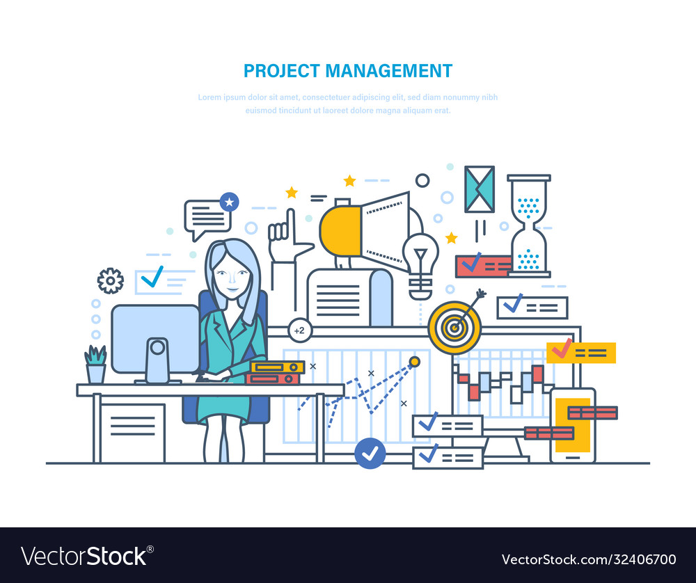 Project management organizing controlling company Vector Image