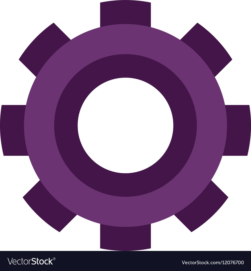 Purple silhouette gear wheel icon Royalty Free Vector Image