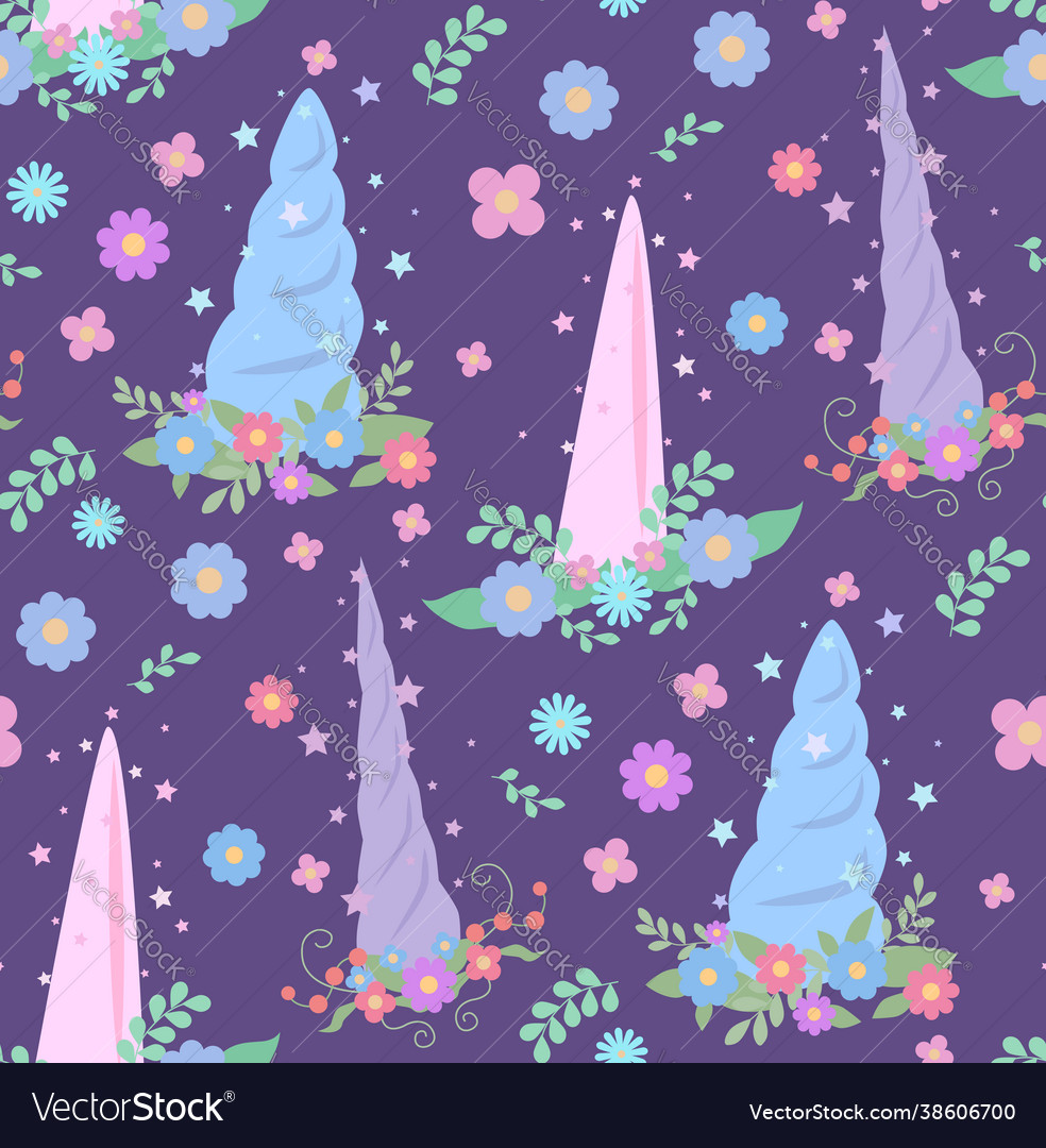 Seamless child pattern with multicolored unicorn