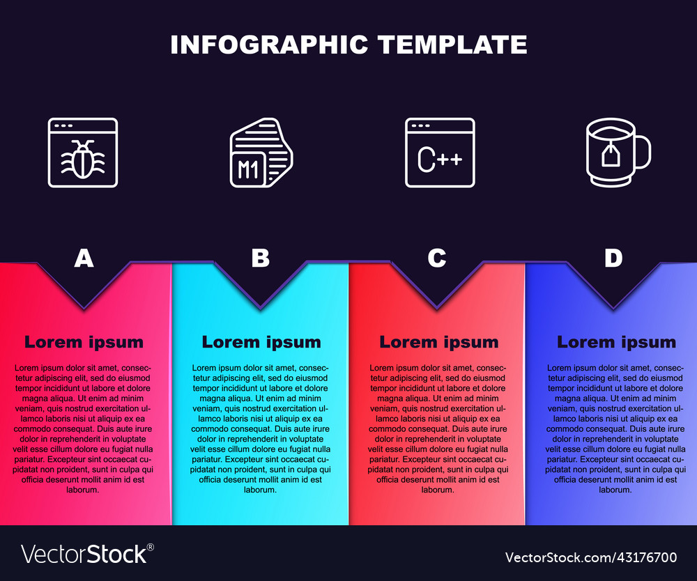 Set Line System Bug Prozessor Software und Tasse vector image Set Line System Bug Prozessor Software und Tasse