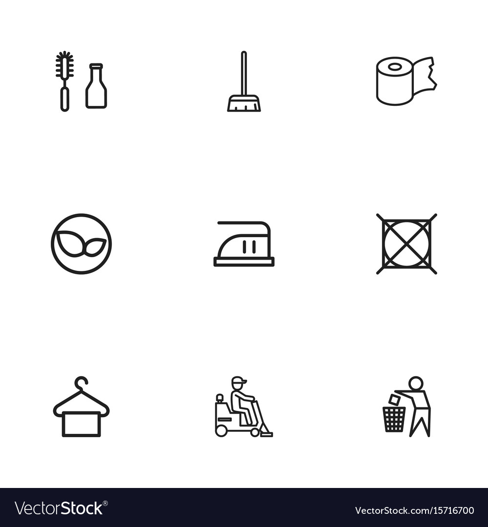 Set of 9 editable cleanup icons includes symbols