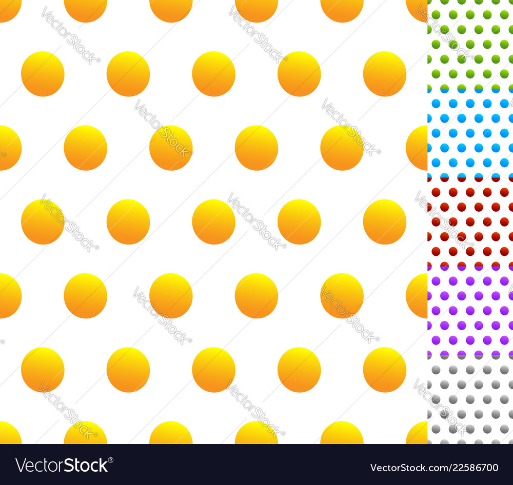 Set of seamless patterns in 6 colors dotted vector image Set of seamless patterns in 6 colors dotted
