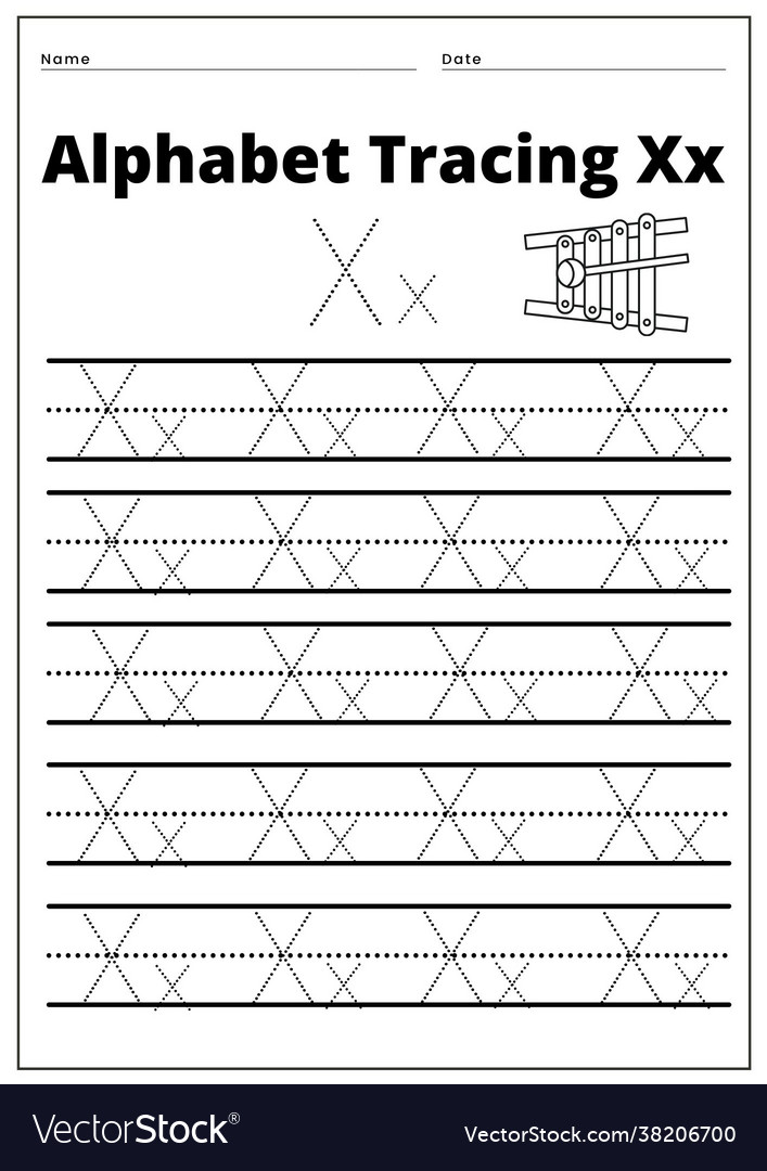 Tracing alphabet xx Royalty Free Vector Image - VectorStock