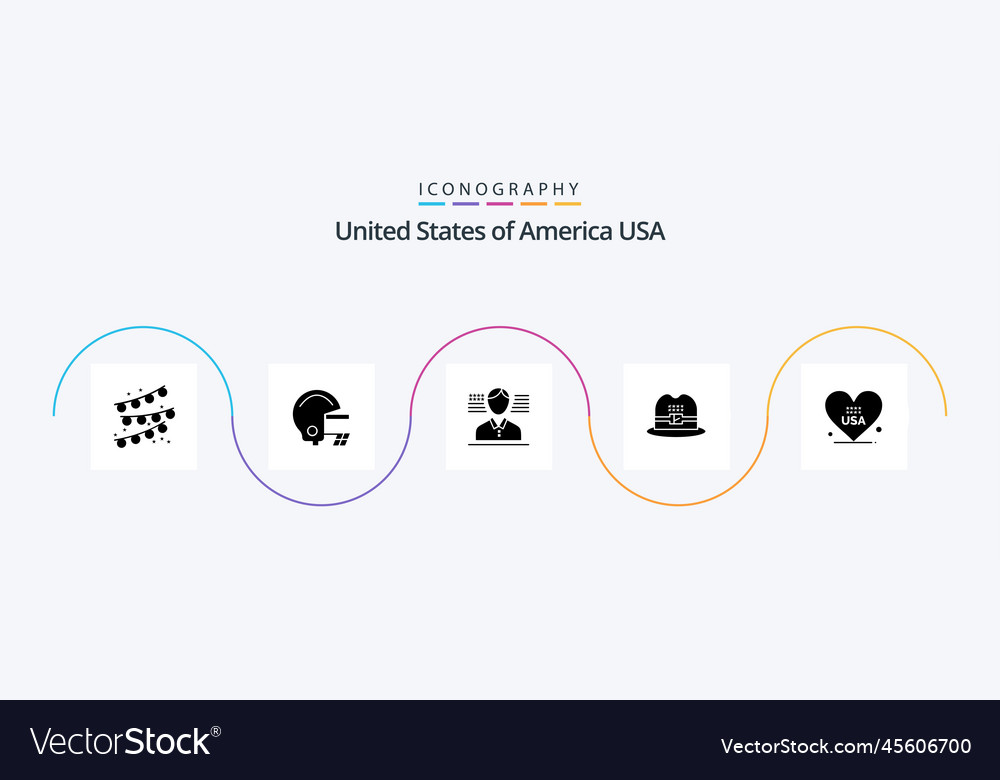 Usa glyph 5 icon pack including flag