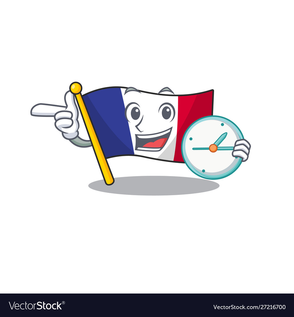 With clock flag france isolated mascot