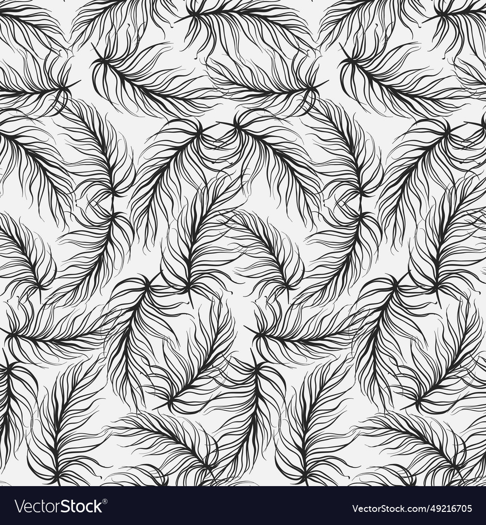 Abstract doodle seamless pattern-feathers