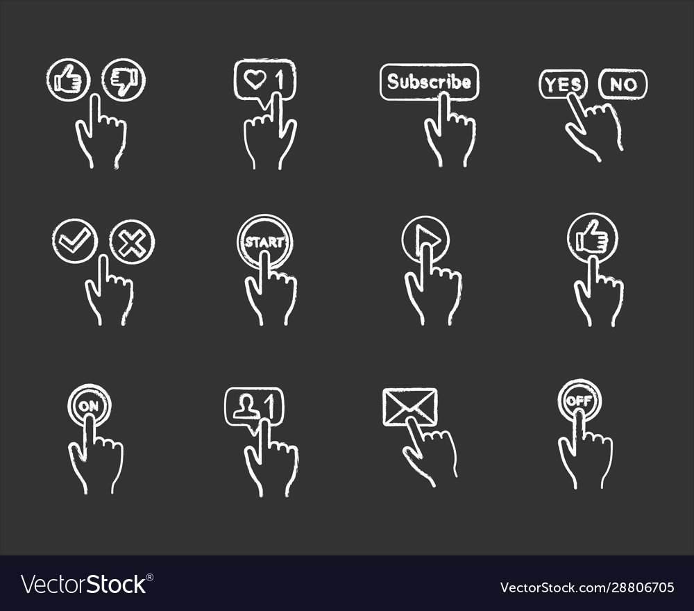 App buttons chalk icons set vector image App buttons chalk icons set