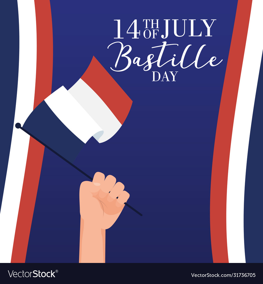 Bastille day celebration card with hand waving Vector Image