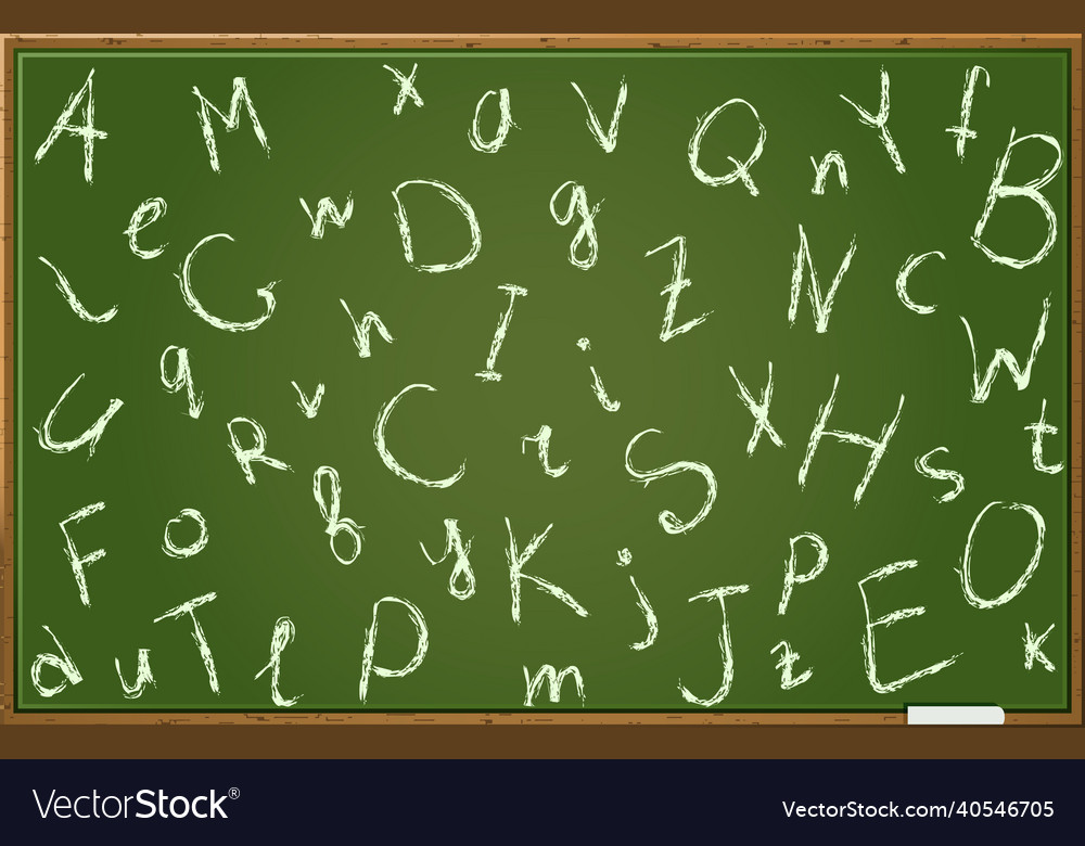 Chalkboard with alphabet in random order vector image Chalkboard with alphabet in random order