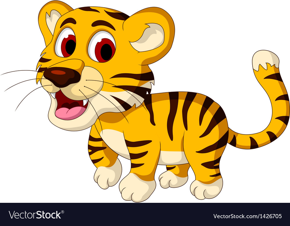 Download Cute baby tiger walking Royalty Free Vector Image