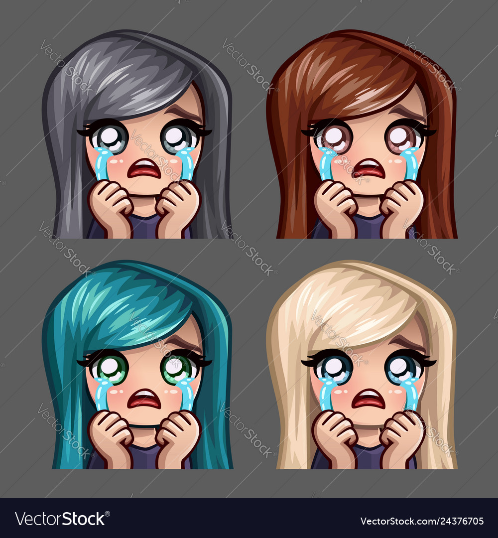 Emotion icons crying female