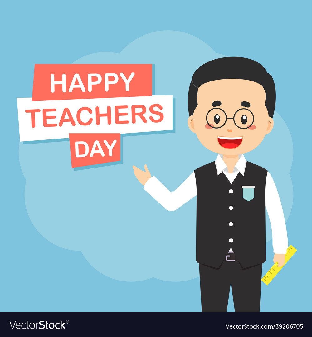 Flat design teachers day background Royalty Free Vector