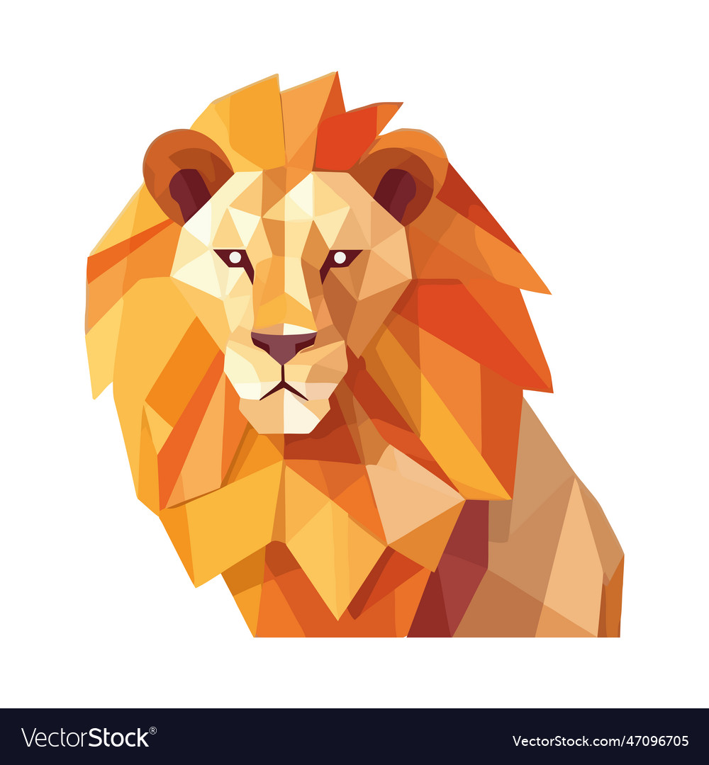 Geometric Yellow Lion Head Symbol