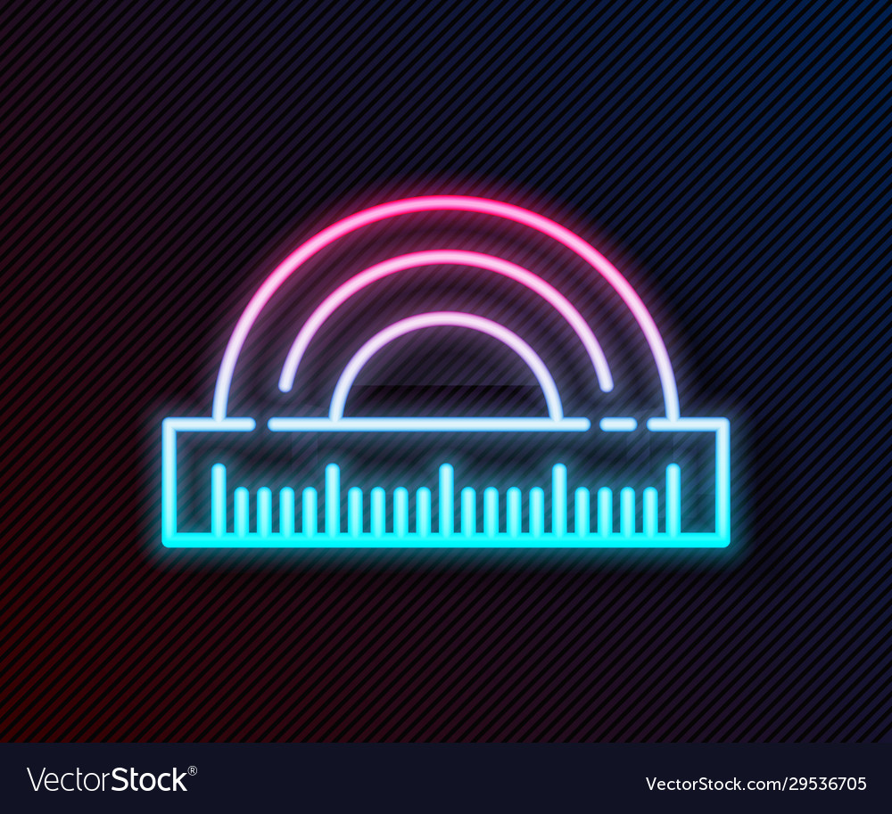 Glowing neon line protractor grid for measuring